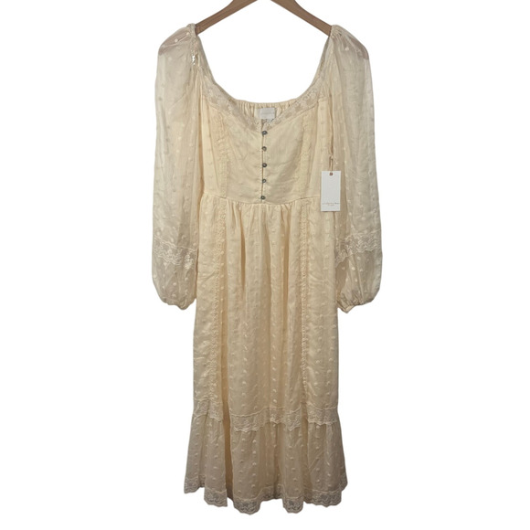 A Collective Story Dress Women M NWT Cream Midi Cream Lace #AD0181-FJA Cottage - Picture 1 of 15